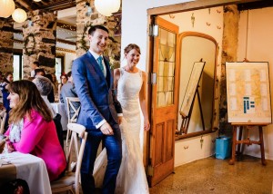 Cris Lowis photo of wedding couple at foyer entrance to Llyn Gwynant Big barn